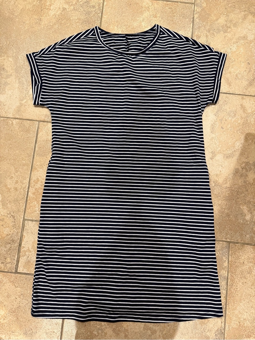 SHEIN Navy and White Striped Tee Dress